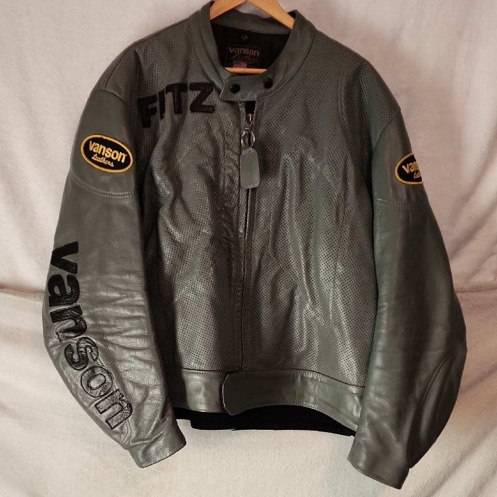 Vanson Gray Leather Riding Jacket